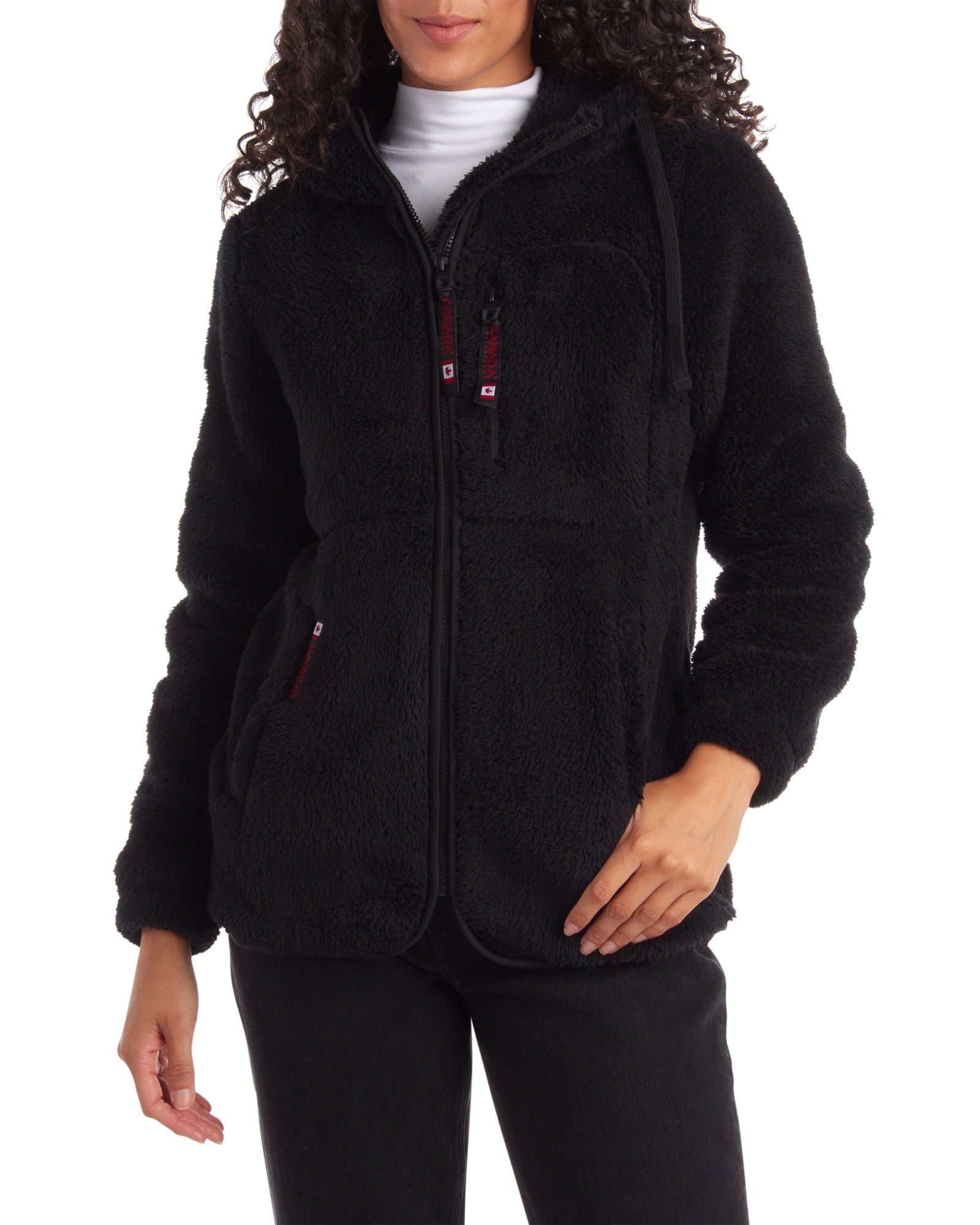 CANADA WEATHER GEAR Women’s Fleece Sweatshirt Jacket Sherpa Fur Teddy