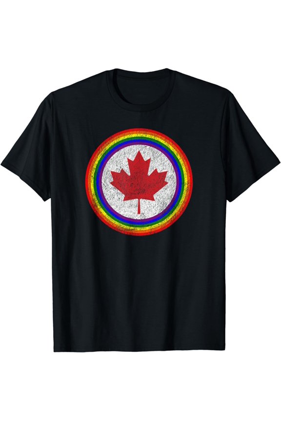 CANADIAN AIR FORCE ROUNDEL GAY PRIDE CANADA MAPLE LEAF T-Shirt