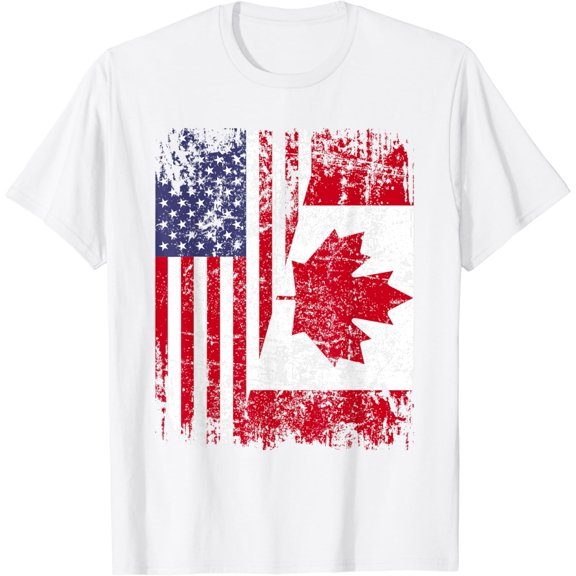 CANADIAN ROOTS | Half American Flag | CANADA T-Shirt