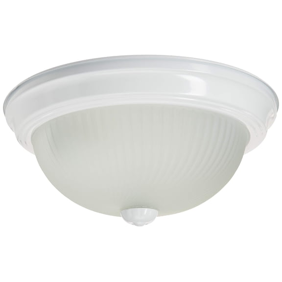 CANARM IFM211WH 11" 2 Bulb Flush Mount, White with Frosted Swirl Glass