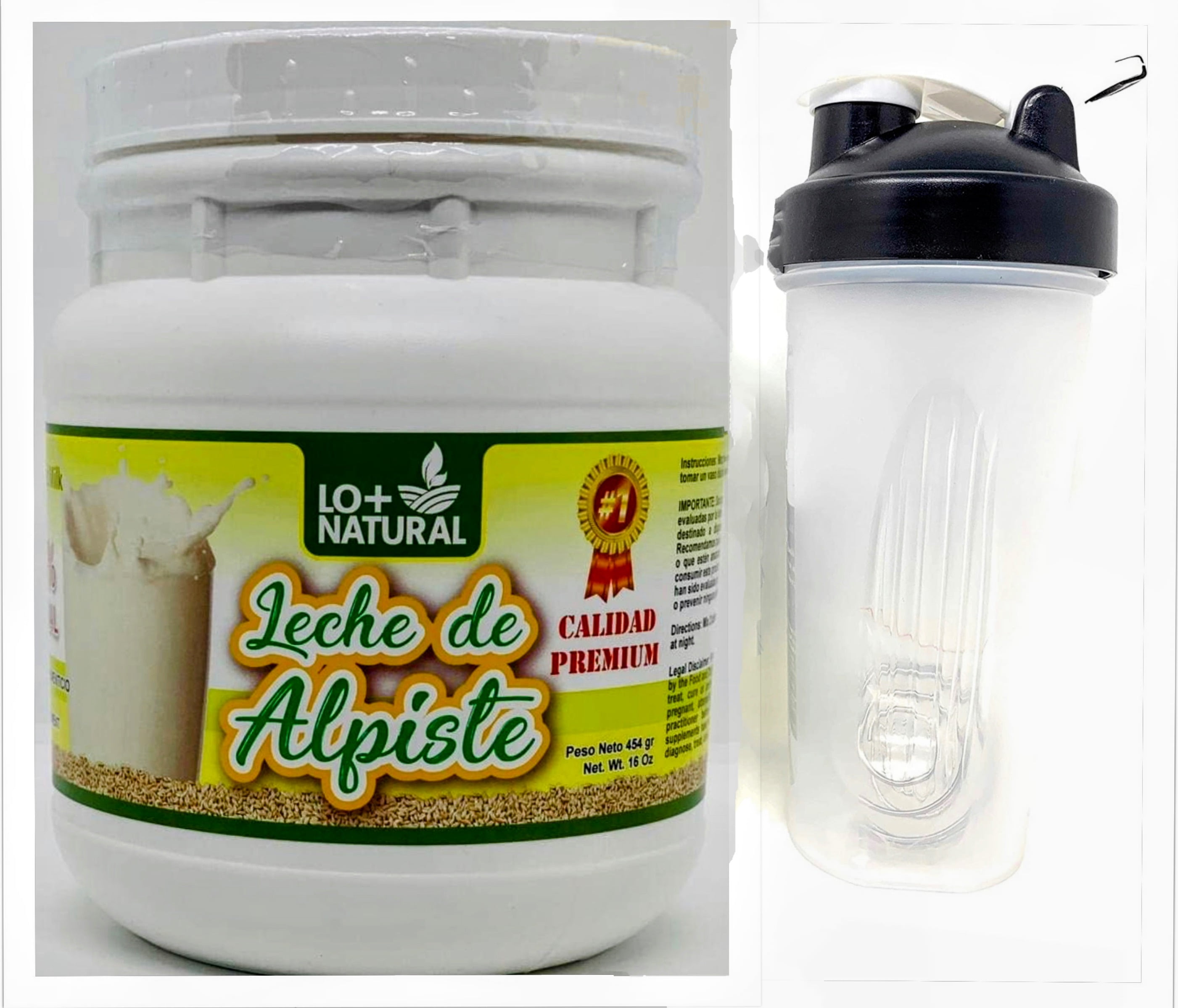 CANARY SEED Milk Powder Super Fiber 454g grams Includes Shaker Bottle/ Leche en Polvo de Alpiste Super Fibra 454g gramos Incluye Botella agiatadora LECHE DE ALPISTE PREMIUM