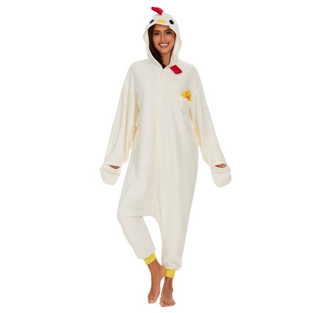 CANASOUR Polyster Unisex adult Chicken Costume One-Piece Pajamas for ...