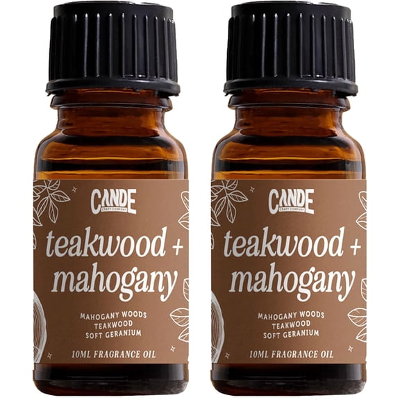 CANDECraftCo Premium Fragrance Oil Diffuser Oils Fragrances Scented for Home, Candle Soap Making Supplies, Aromatherapy lends House (0.34 Fl Oz) (2-Pack, Teakwood & Mahogany)