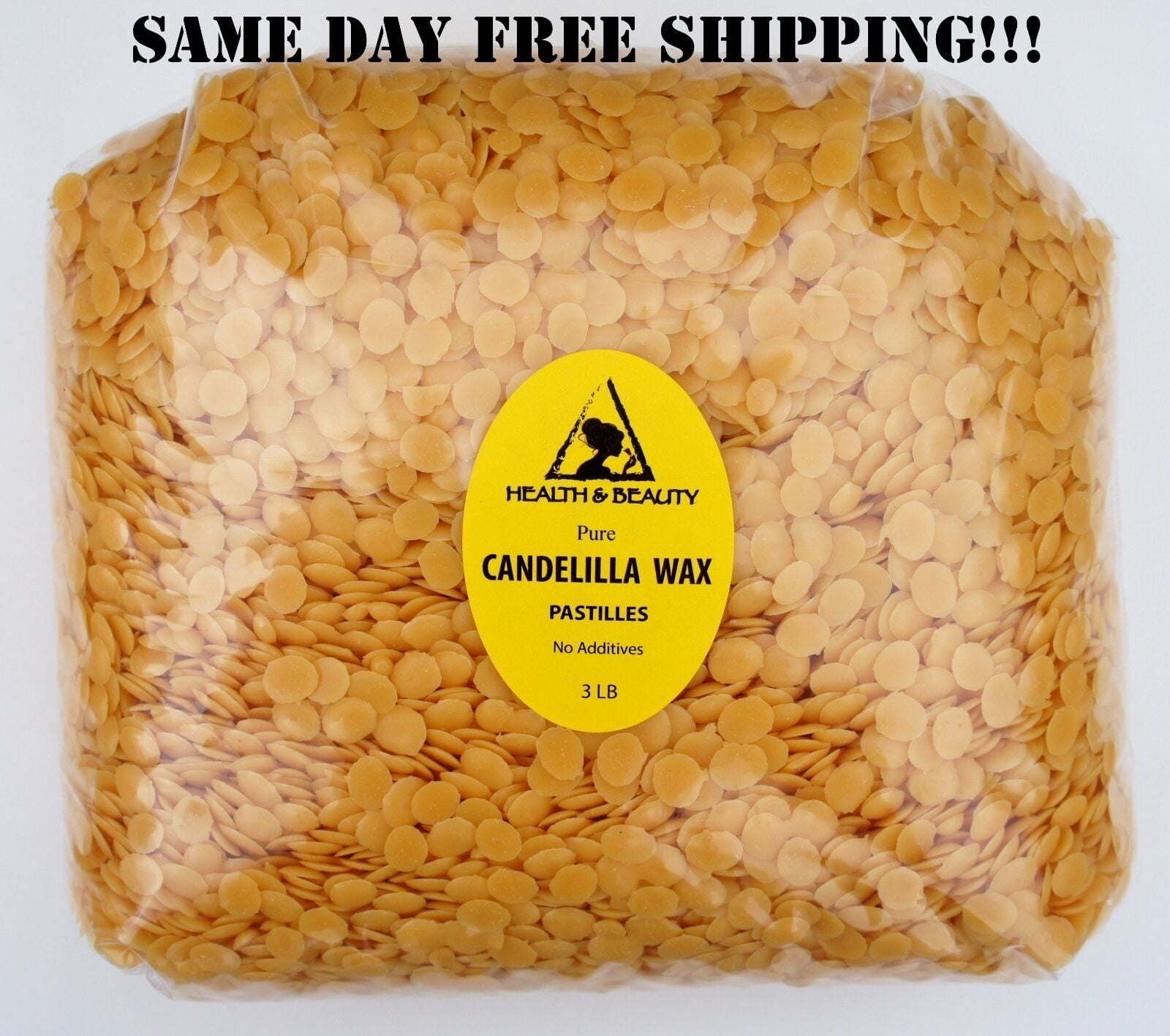 CANDELILLA WAX FLAKES ORGANIC VEGAN BEADS PASTILLES PRIME 100% PURE 48 OZ, 3 LB