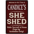 thumbnail image 1 of CANDICE'S She Shed Red Sign Gift Lady Cave 8x12 Metal Sign 108120088365, 1 of 1