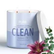 Candle-Lite Pure Eucalyptus & Lily Odor Eliminating Scented Candles, Neofresh Technology Eliminates 99.9% of Odors, 16 oz 2-Wick Jar, Proudly Poured in the USA, 44-60 Hours Burn Time