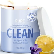 Candle-Lite Pure Eucalyptus & Lily Odor Eliminating Scented Candles, Neofresh Technology Eliminates 99.9% of Odors, 16 oz 2-Wick Jar, Proudly Poured in the USA, 44-60 Hours Burn Time