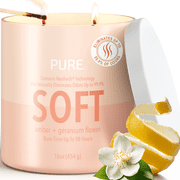 Candle-Lite Pure Amber & Geranium Flower Odor Eliminating Scented Candles, Neofresh Technology Eliminates 99.9% of Odors, 16 oz 2-Wick Jar, Proudly Poured in the USA, 44-60 Hours Burn Time