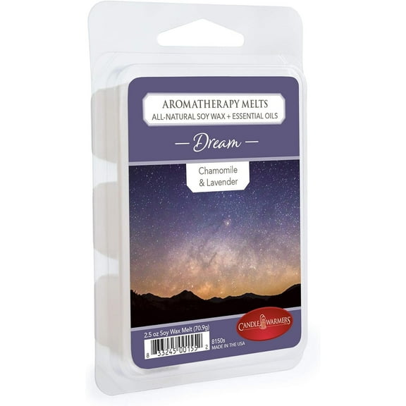 CANDLE WARMERS ETC. 2.5 oz Aromatherapy Scented Wax Melt, Dream 100% Soy Wax Scented with Chamomile & Lavender Essential Oils