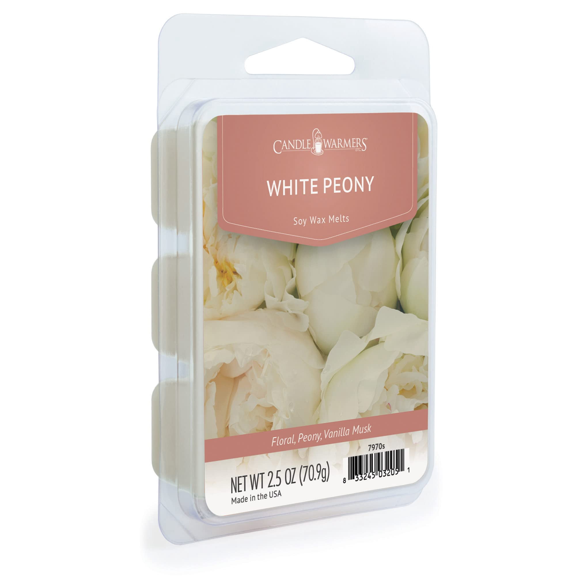 CANDLE WARMERS ETC Soy Wax Blend Classic Fragrance 2.5 oz Wax Fragrance Melt Tart, White Peony (Pack of 16)