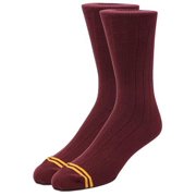 CANDOR AND CLASS Mens Combed Cotton 78% Crew Socks for Men Burgundy Ribbed 1PK 2 Pairs