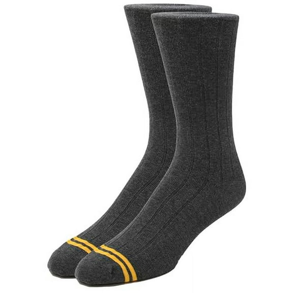 CANDOR AND CLASS Men's Combed Cotton (78%) Crew Socks for Men (Charcoal Gray Ribbed 1PK (2 Pairs))