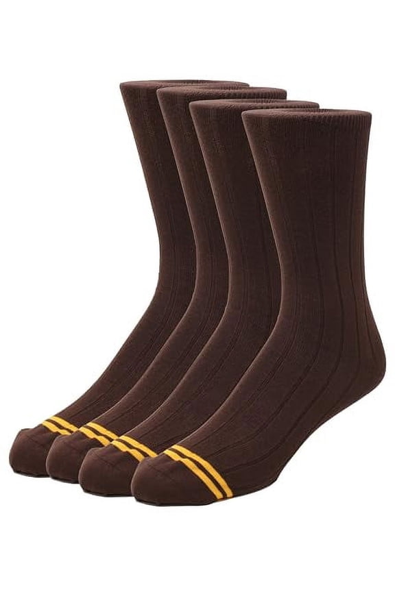 Men's Combed Cotton (78%) Crew Socks for Men (Chocolate Brown Ribbed 1PK (4 Pairs))