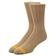 thumbnail image 1 of CANDOR AND CLASS Men's Combed Cotton (78%) Crew Socks for Men (Khaki Tan Ribbed 1PK (2 Pairs)), 1 of 2