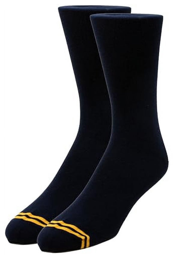 Men's Combed Cotton (78%) Crew Socks for Men (Navy2 Blue Flat Knit 1PK (2 Pairs))