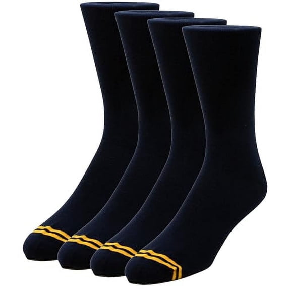 CANDOR AND CLASS Men's Combed Cotton (78%) Crew Socks for Men (Navy2 Blue Flat Knit 1PK (4 Pairs))