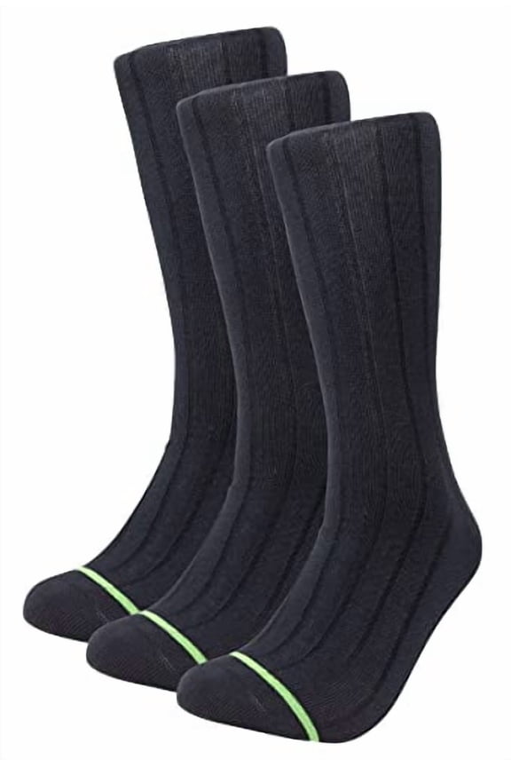 Men's MODAL ULTRA SOFT Dress Socks, Seamless Toe, Ribbed, Crew Length Socks (Black Ribbed 1pk - 3 Pair)