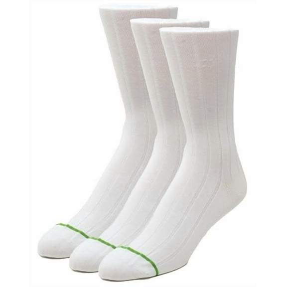 CANDOR AND CLASS Men's MODAL ULTRA SOFT Dress Socks, Seamless Toe, Ribbed or Flat Knit, Crew Length Socks (White Ribbed 1pk - 3 Pair)