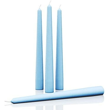 CANDWAX 12 inch Taper Candles Set of 4 - Dripless and Smokeless Candle Unscented - Slow Burning Candle Sticks - Light Blue Candles Taper