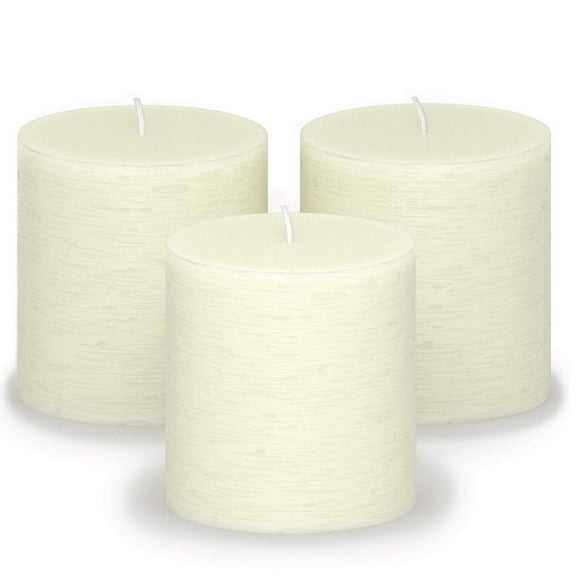CANDWAX 3x3 Pillar Candle Set of 3 - Decorative Candles Unscented and No Drip Candles - Ideal as Wedding Candles or Large Candles for Home Interior - Ivory Candles Pillar 3x3