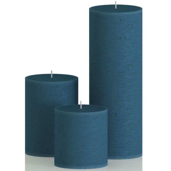 CANDWAX 3x3 Pillar Candle Set of 3 - Decorative Candles Unscented and No Drip Candles - Ideal as Wedding Candles or Large Candles for Home Interior - Light Blue Candles Pillar 3x3 Baby Blu