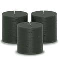 thumbnail image 1 of CANDWAX 3x3 Pillar Candle Set of 3 - Decorative Rustic Candles Unscented and No Drip Candles - Ideal as Wedding Candles or Large Candles for Home Interior - Black Green Candles, 1 of 125