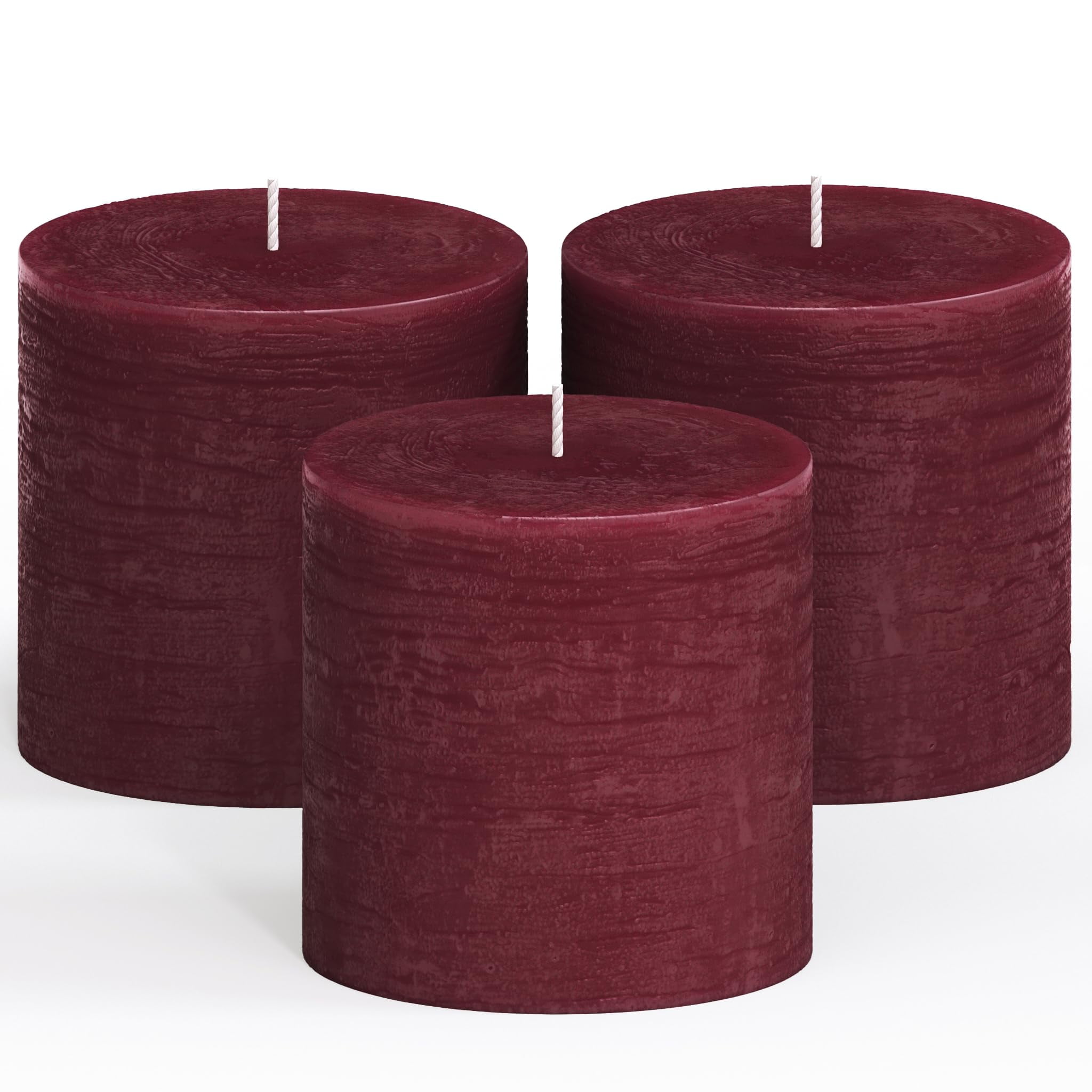 CANDWAX 3x3 Pillar Candle Set of 3 - Decorative Rustic Candles ...