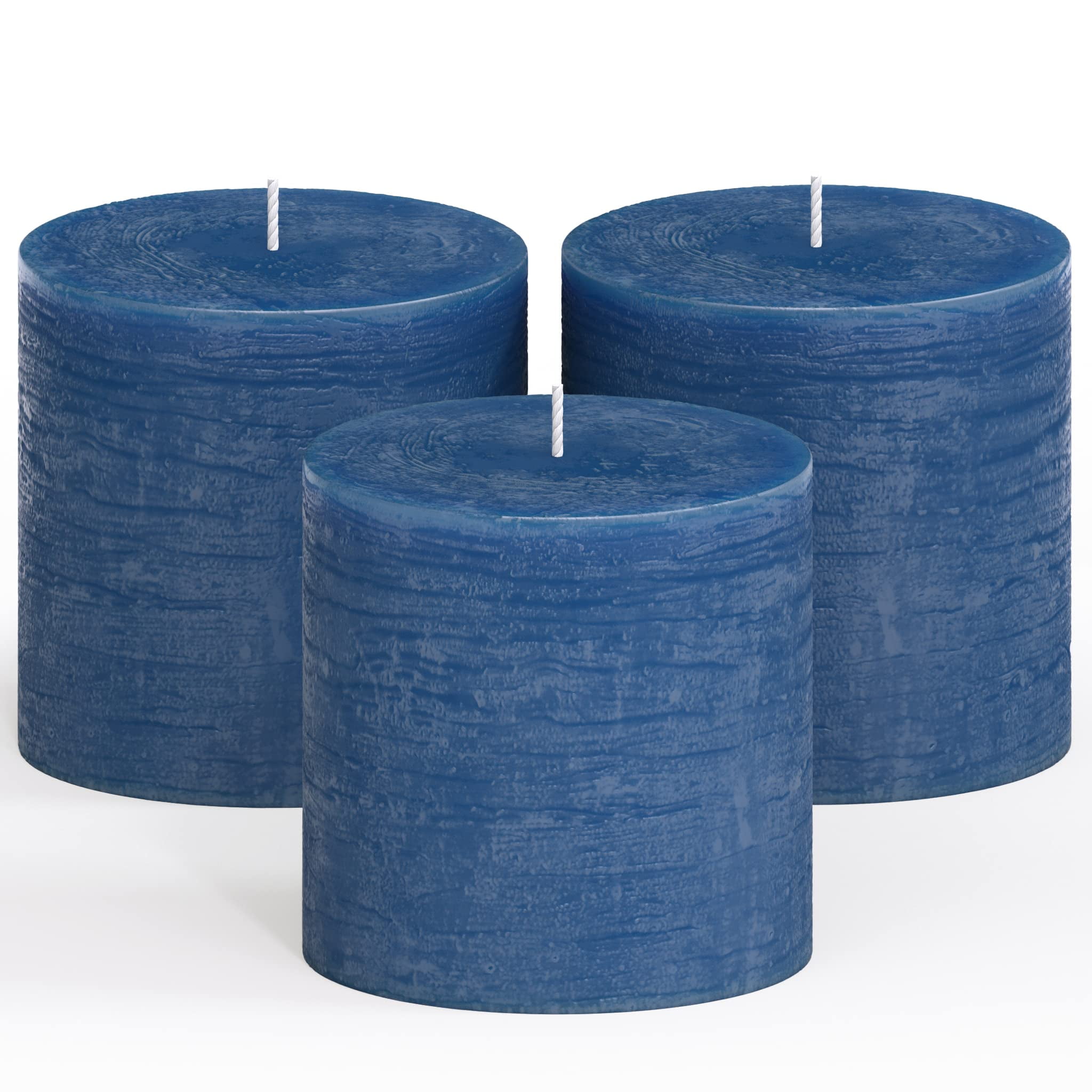 CANDWAX 3x3 Pillar Candle Set of 3 Decorative Rustic Candles