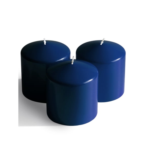 CANDWAX 3x3 inch Dark Blue Pillar Candles Set of 3 - Elegant Decorative Candles for Home - Unscented Dark Blue Candles for Relaxing Atmosphere