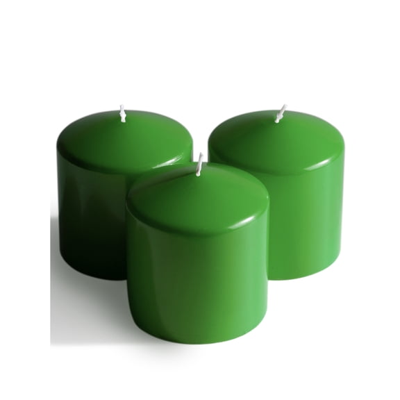 CANDWAX 3x3 inch Grass Green Pillar Candles Set of 3 - Elegant Decorative Candles for Home - Unscented Grass Green Candles for Relaxing Atmosphere
