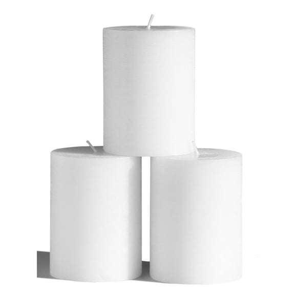 CANDWAX 3x4 Pillar Candles Set of 3 - Decorative Rustic Candles Unscented and Valentines Candles - Ideal as Wedding Candles or Large Candles for Home Interior - White Candles