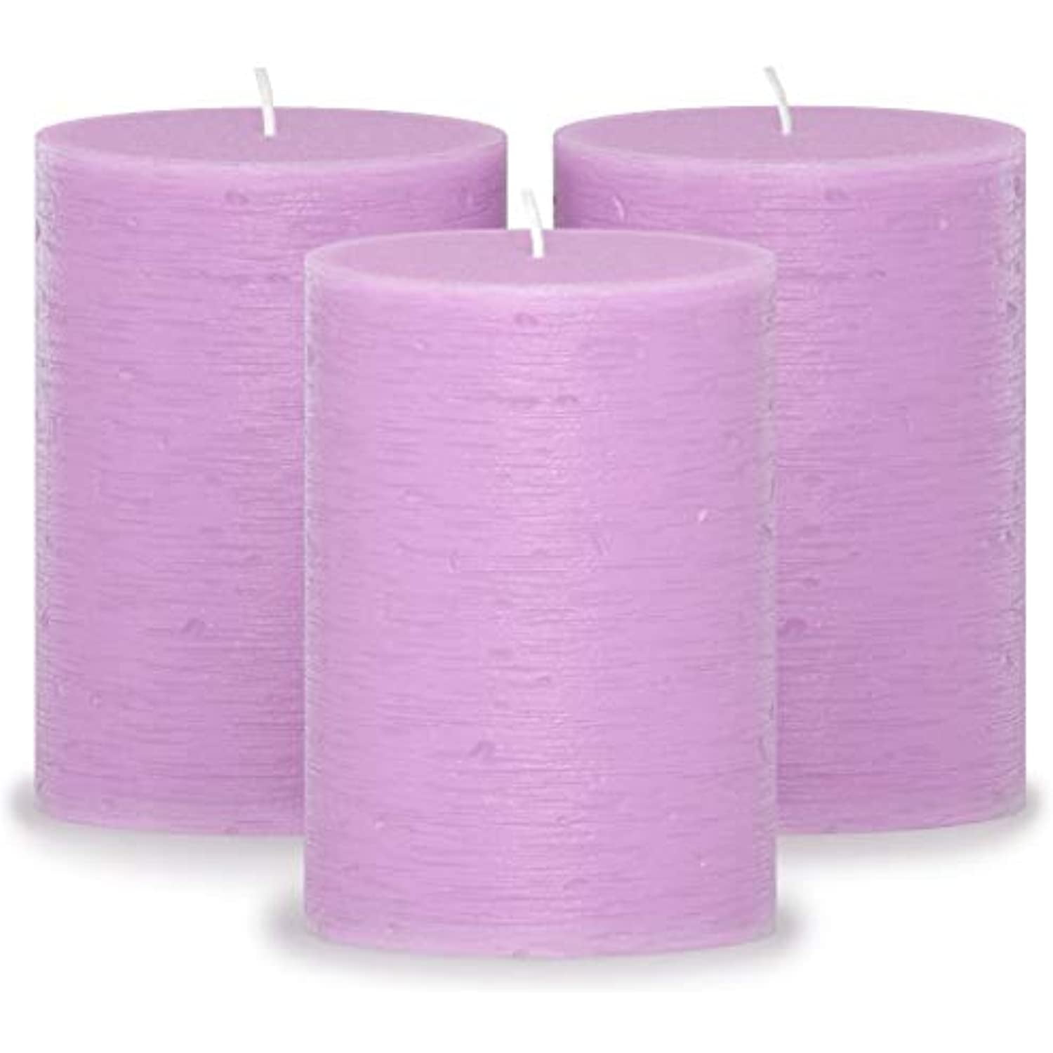CANDWAX 3x4 Pillar Candles Set of 3 Decorative Rustic Candles