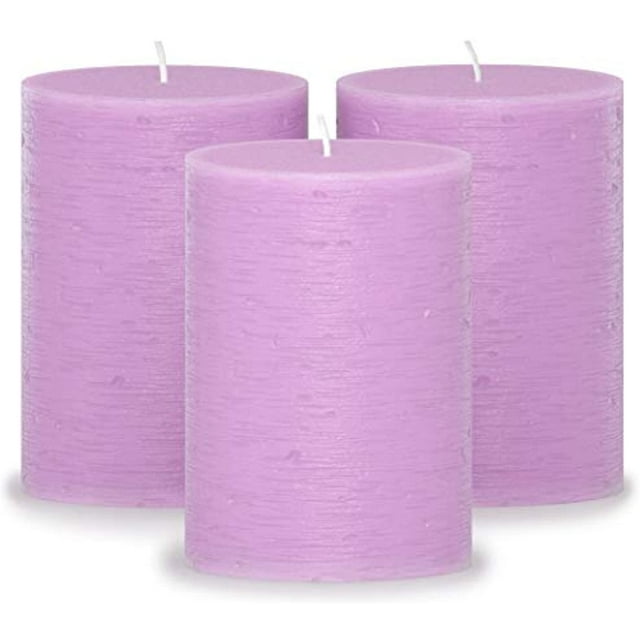 CANDWAX 3x4 Pillar Candles Set of 3 Decorative Rustic Candles Unscented and No Drip Candles