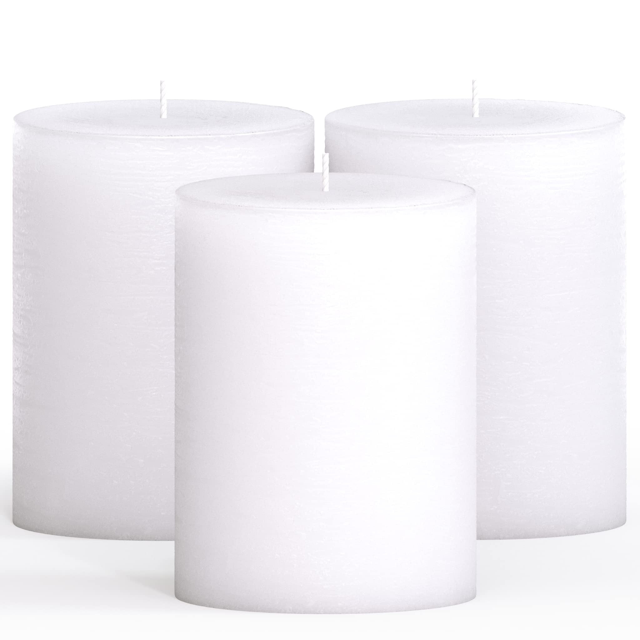 CANDWAX 3x4 Pillar Candles Set of 3 Decorative Rustic Candles