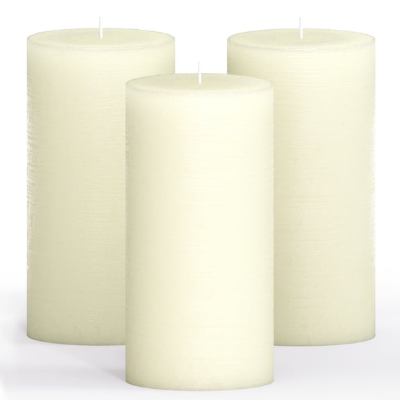 CANDWAX 3x6 Pillar Candles Set of 3 - Decorative Rustic Candles Unscented and Dinner Candles - Ideal as Wedding Candles or Large Candles for Home Interior - Ivory Candles