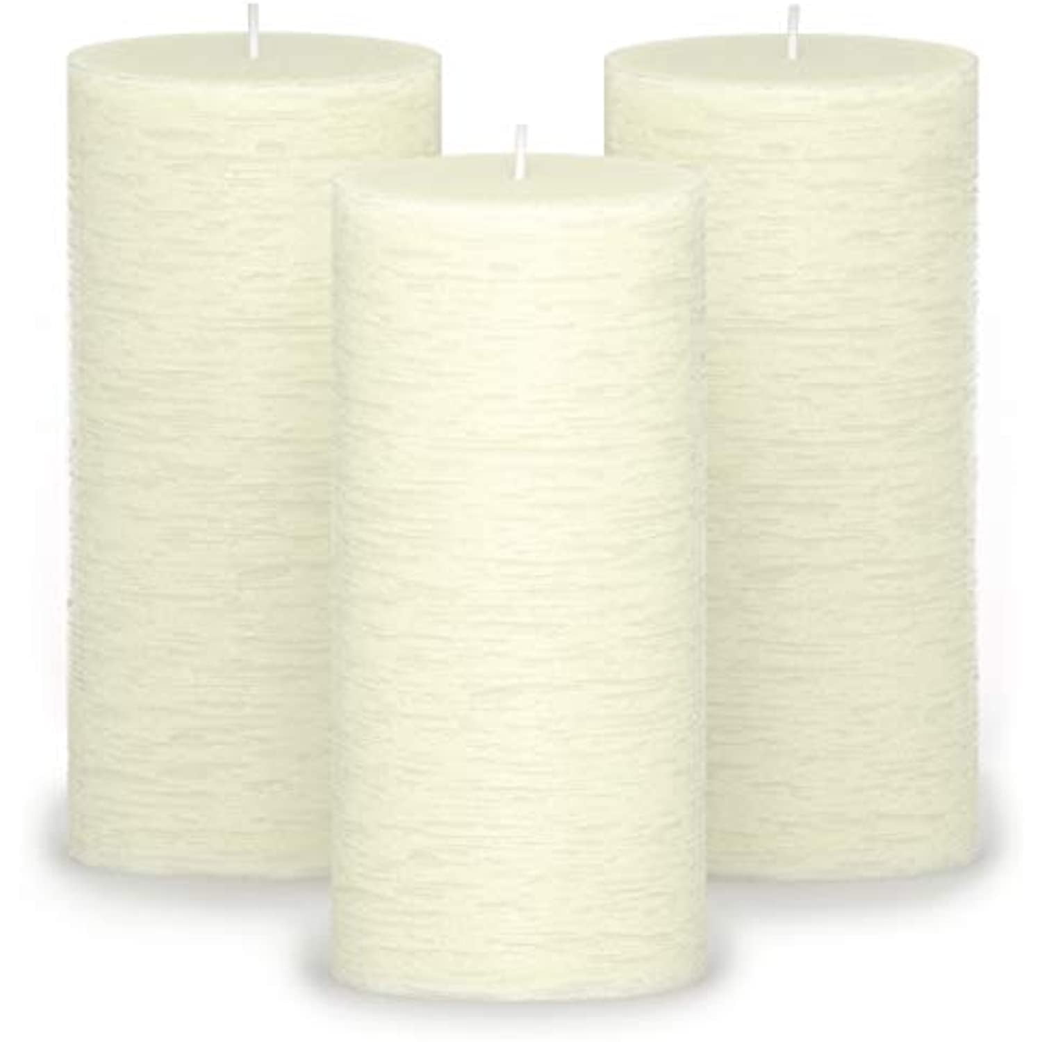 CANDWAX 3x6 Pillar Candles Set of 3 Decorative Rustic Candles Unscented and No Drip Candles