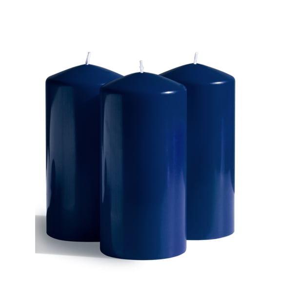 CANDWAX 3x6 inch Dark Blue Pillar Candle Set of 3 - Large Pillar Candles Dark Blue Perfect for Any Occasion - Long Burning Dark Blue Candles Unscented