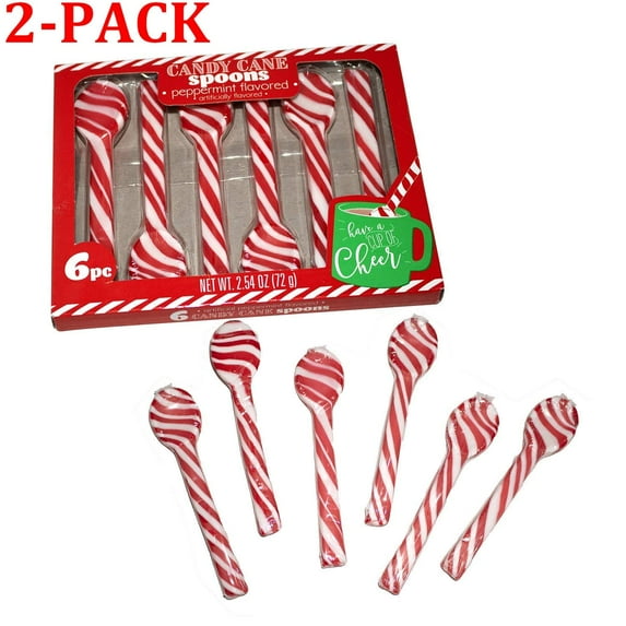 CANDY CANE Spoons, peppermint flavored, (1) box (2.54 oz, 2-Pack)