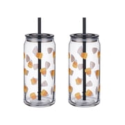 Way to Celebrate Halloween Candy Corn Glass Can Sipper Tumblers, 20 oz, 2-Pack