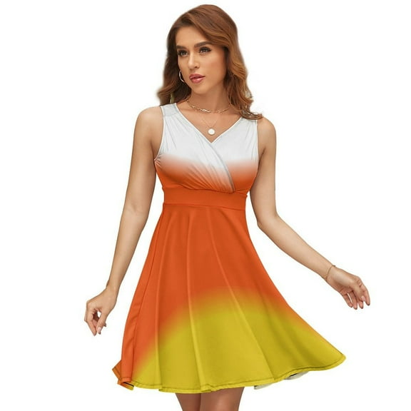 CANDY CORN Colors Ombre Dress Fashion Beach Long Dresses Female Party Printed Sundress
