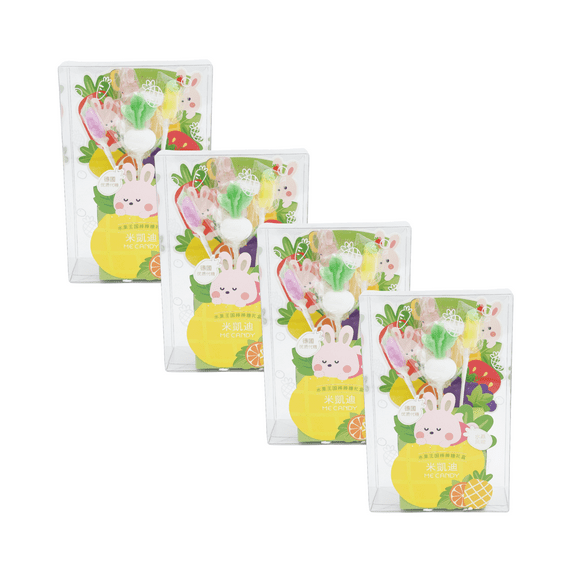 ME CANDY Fruit Bunny Kingdoms Lollipop Gift Box | 4 Colorful Fruity Lollipops | Unique Artisan Candy for Birthday Parties, Baby Showers, & Party Favors (4 Boxes)