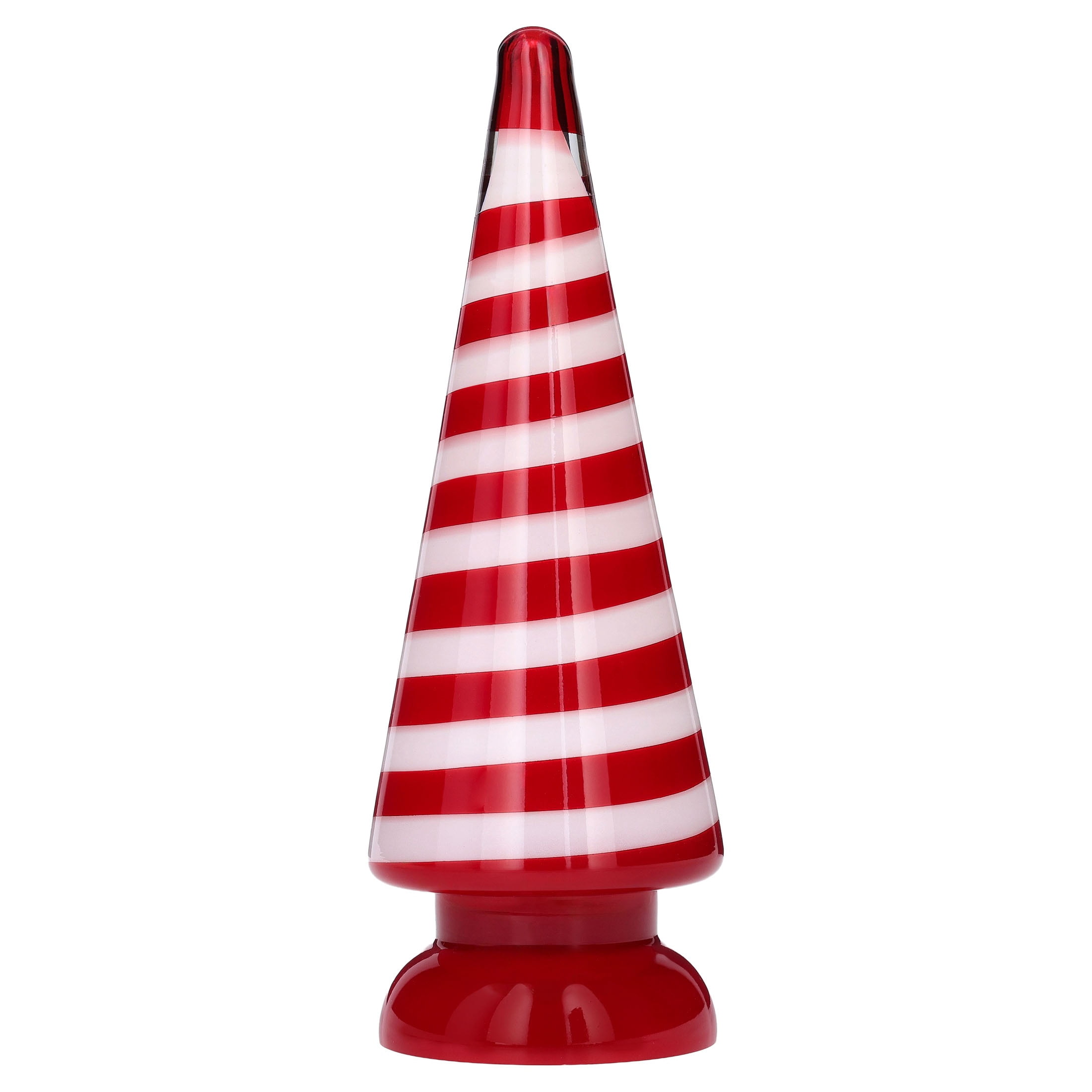 Small Striped Glass Tree Christmas Decoration, Red and White, 11", by Holiday Time