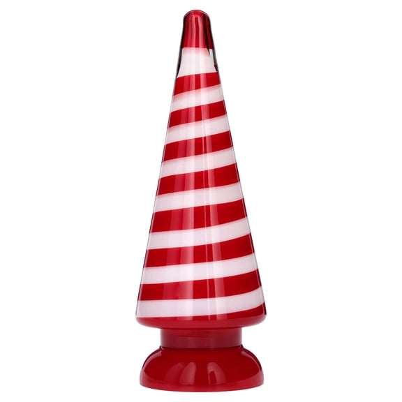 Small Striped Glass Tree Christmas Decoration, Red and White, 11", by Holiday Time