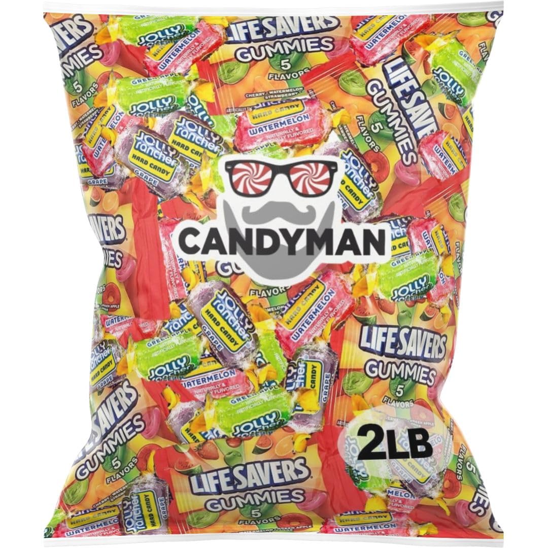 CANDYMAN 2 Pound Mixed Candy Bundle of Half Jolly Ranchers Hard Candy
