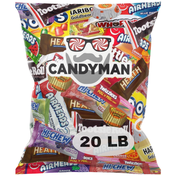CANDYMAN (20 LBS) Chocolate Candy Bundle with Mixed Fun and Mini Sized Individually Wrapped Treats