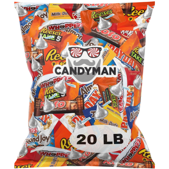 CANDYMAN 20 Pound Gift Box Mix of Chocolate, Individually Wrapped Assorted Bulk Candy Chocolates Variety Pack