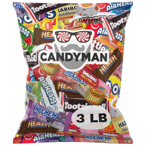 CANDYMAN (3 LBS) Chocolate Candy Bundle with Mixed Fun and Mini Sized Individually Wrapped Treats