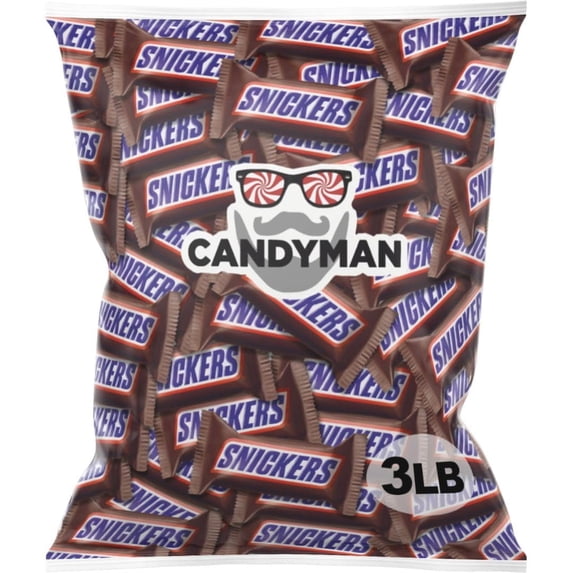 CANDYMAN (3 Lbs) Chocolate Candy Bundle of Snickers Fun Size Chocolate Bar Snack Pack Individually Wrapped Candy
