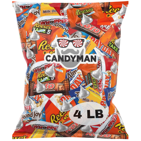 CANDYMAN 4 Pound Bag Mix of Chocolate, Individually Wrapped Assorted Bulk Candy Chocolates Variety Pack