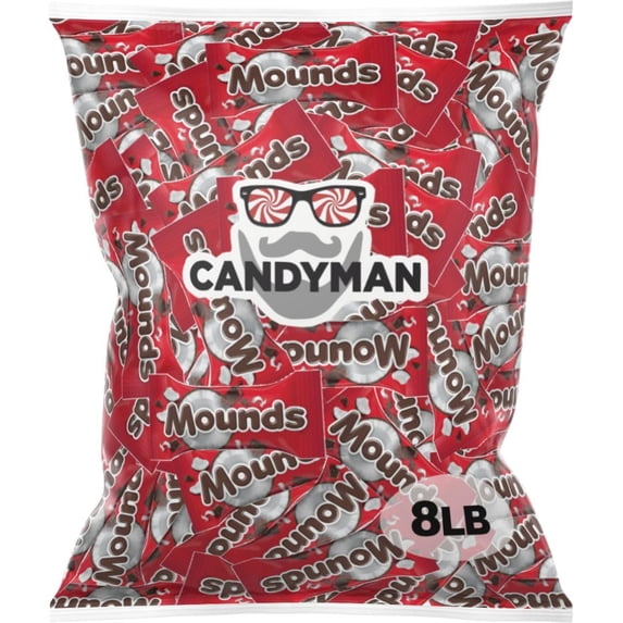 CANDYMAN (8 Lbs) Chocolate Candy Bundle of Mounds Chocolate Individually Wrapped Candy Snack Size Candy